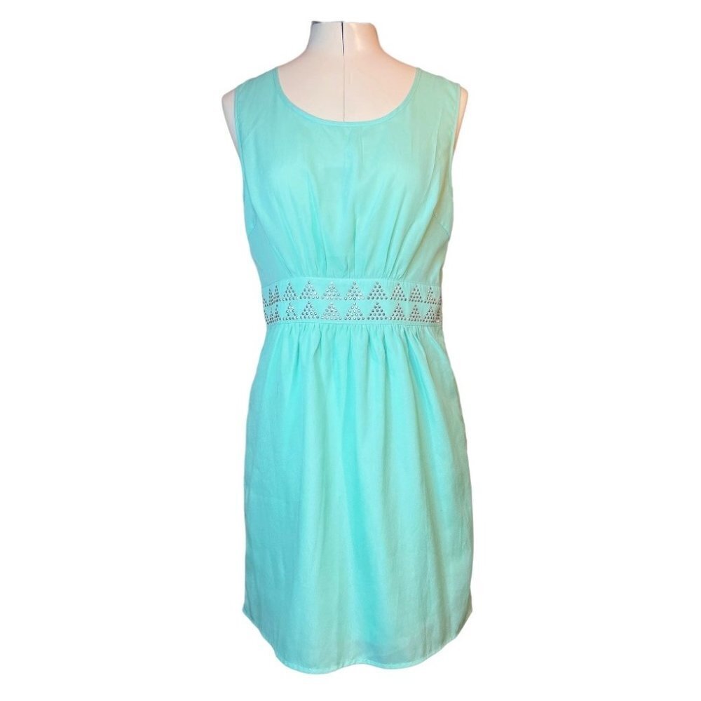 UMGEE USA Mint Green Sleeveless Dress Small Rhinestone Band Strappy Back Mini